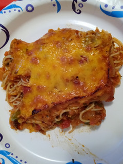 A picture of Easy busy weeknight meatless baked spaghetti.