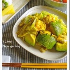 A picture of Fried Eggs with Avocado and Cabbage.