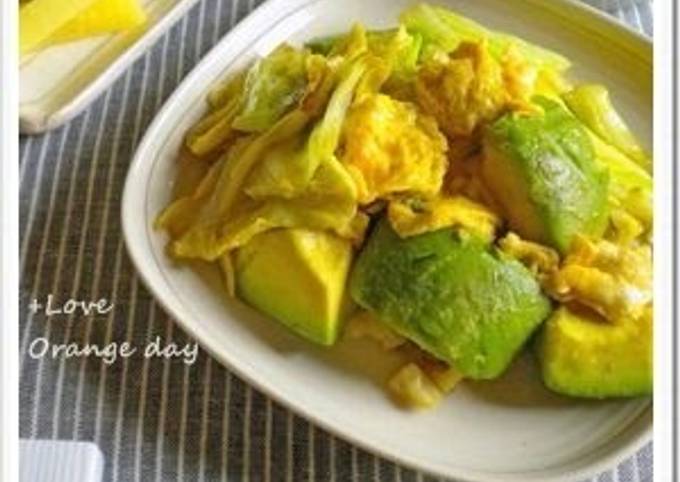 Fried Eggs with Avocado and Cabbage