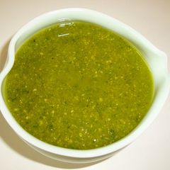 A picture of Pesto alla Genovese Made with Roasted Pine Nuts.