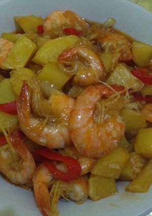 Foto resep Menu Diet 3 (Tumis Kentang Udang) u/ makan siang No Oil No Sugar