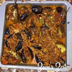 Karniyarik/Turkish stuffed Aubergines with ground Lamb A picture of Karniyarik/Turkish stuffed Aubergines with ground Lamb.