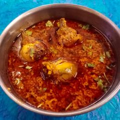 A picture of Brinjal curry or barwa baingan without onion garlic.