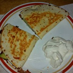 A picture of Avocado, Bacon, Mushroom Quesadilla.