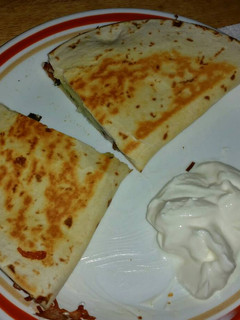 A picture of Avocado, Bacon, Mushroom Quesadilla.