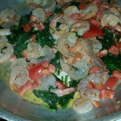Shrimp and Baby Spinach over Fettuccine A picture of Shrimp and Baby Spinach over Fettuccine.