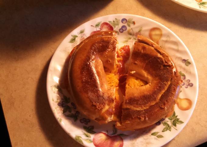 Grilled cheese and pepperoni bagel