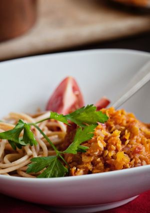A picture of Store Cupboard Lentil & Herb Bolognese.