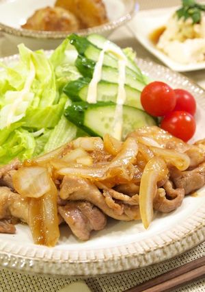 A picture of Teriyaki-style Pan-fried Ginger Pork.