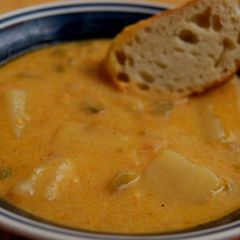 A picture of Slow Cooker Nacho Potato Soup.