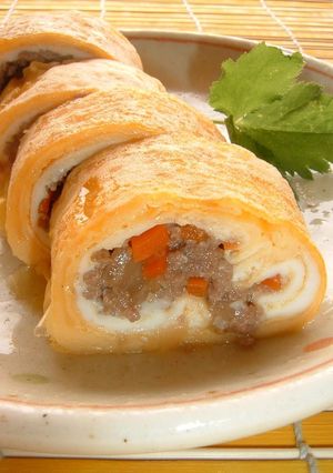 A picture of Chicken-Egg Tamagoyaki.