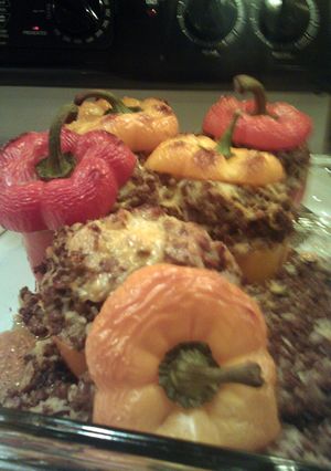 A picture of Dad's Stuffed Peppers.