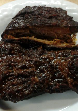 A picture of Sam's Crockpot Beef Brisket with Homemade Bbq Sauce.