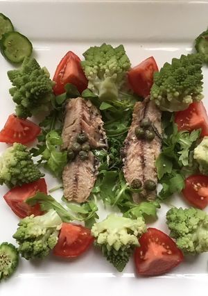 A picture of California Farm Romanesco Florets and Sardine Salad.