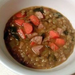 A picture of Spinage and Lentil Soup.