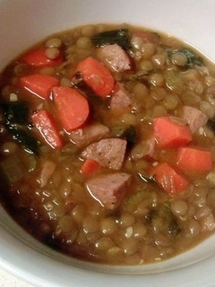 A picture of Spinage and Lentil Soup.