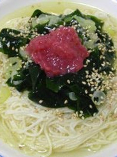 A picture of Somen Noodles with Wakame Soup.