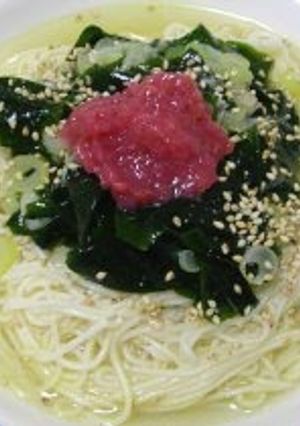 A picture of Somen Noodles with Wakame Soup.