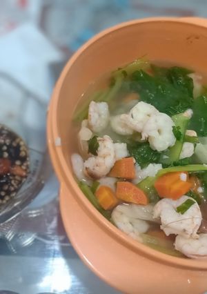 Foto resep Sop Sawi,udang,wortel,dan kol+cocolan