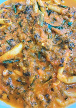 Foto resep Tumis sayur asin jamur mushroom dan kucai pedas Vegan