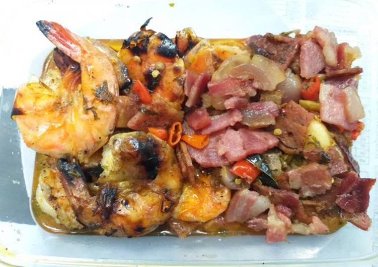 Langkah Mudah untuk Membuat Spicy Butter Prawn with Bacon (halal) Anti Gagal