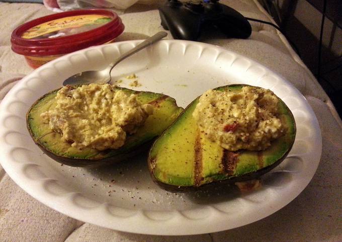 Grilled Avocado with Spinach Feta Hummus