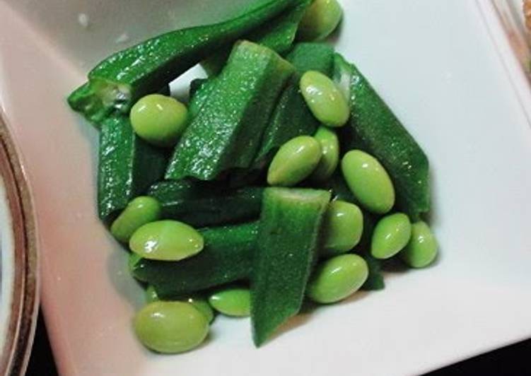 Okra and Edamame with Rock Salt