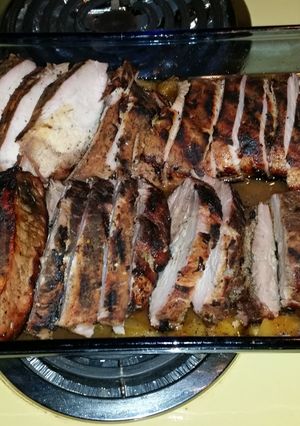 A picture of Jamaican jerk pineapple ribs.