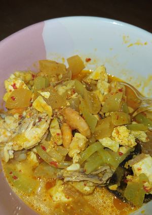 Foto resep Sayur labu siam tahu tempe ayam udang