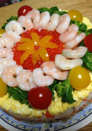 A picture of Doll Festival Sushi Cake.