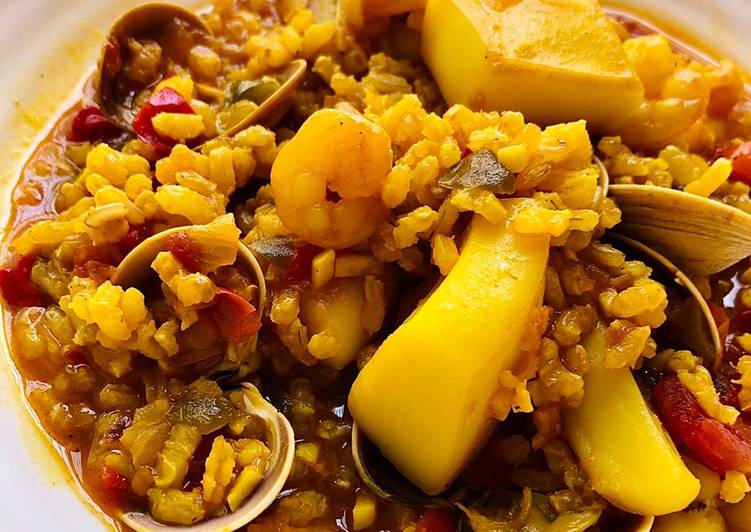 Arroz con chocos, almejas y gambas 🥘🦑🦐