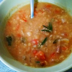 A picture of split pea soup.
