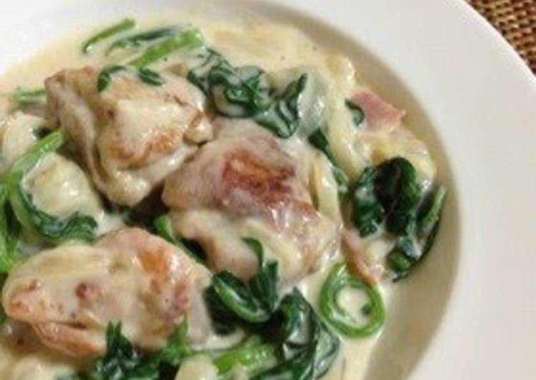 Easiest Way to Make Super Quick Homemade Easy Spinach and Chicken in Cream Sauce