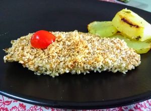 Foto de Tilápia Assada Com Crosta De Gergelim