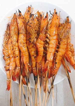 Hình của món Tôm nướng sa tế.