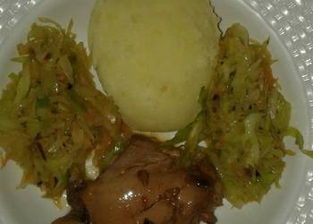 Easiest Way to Make Perfect Mashed potatoes with fried cabbage  stewed chiken