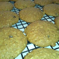 A picture of " PUMPKIN-OATMEAL COOKIES with CHOCOLATE CHIPS".