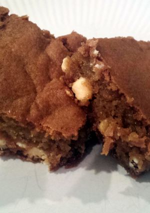 A picture of White chocolate blondies.