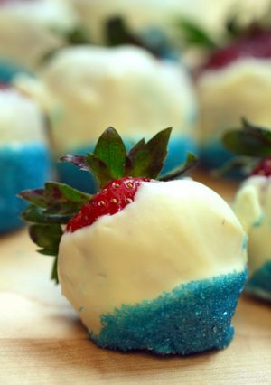 A picture of 4th of July Strawberries.