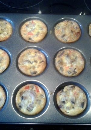 A picture of mini oven baked omlettes.