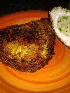 A picture of Parmesan crusted Stuffed Pork Chops.