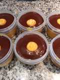 Tarta individual de galletas o de la Abuela con flan Potax y chocolate Valor