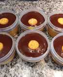 Tarta individual de galletas o de la Abuela con flan Potax y chocolate Valor