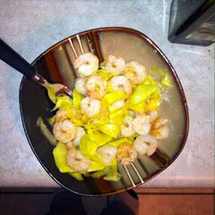 A picture of Yellow squash Noodles (Non-Pasta) & Garlic Shrimp.