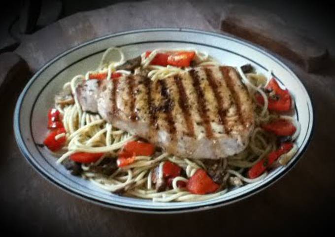 Easiest Way to Make Favorite Blue Marlin over Mushroom and Pepper Pasta