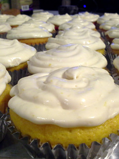 A picture of Sunshine Citrus Sangria Cupcakes With Lemon Cream Cheese Icing.