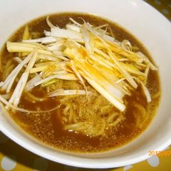 A picture of Spicy Tonkotsu (Pork Base) Ramen with Leeks.