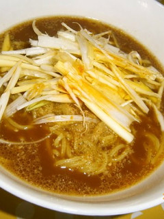 A picture of Spicy Tonkotsu (Pork Base) Ramen with Leeks.