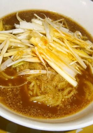 A picture of Spicy Tonkotsu (Pork Base) Ramen with Leeks.