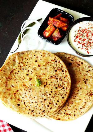 A picture of My all-time go-to Breakfast - Aloo Parantha.